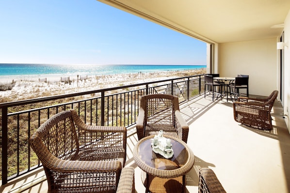 Beachfront Balcony - 
Bella Riva Resort, Okaloosa Island, Fort Walton Beach, FL Vacation Rentals