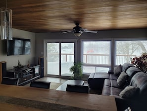 two large recliners with a reclining chaise  lounge chair, good spot for a nap. 