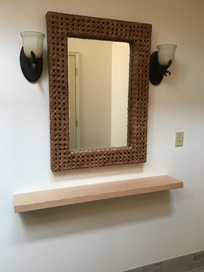 Entry vestibule has storage for shoes, boots, skis and jackets