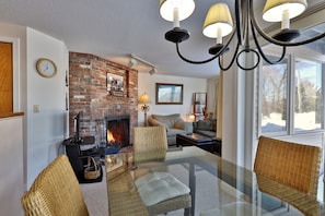 Dining area with door to patio