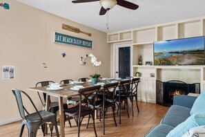 Dining table can expand to sit 10-12 guests