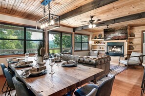 dining and living area (wood burning fireplace) 