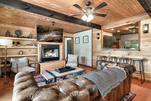 living area (wood burning fireplace) 