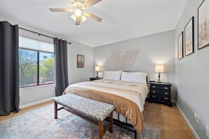 Primary bedroom- king-sized bed