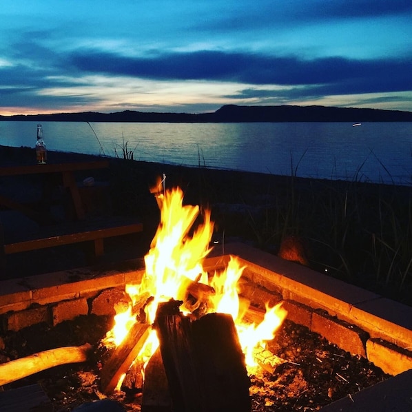 Shared fire pit at the beach