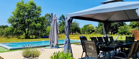 Maison Monpazier Private Garden with New  10x4M heated salt water swimming pool