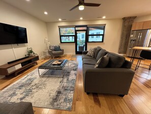 Living Room, windows and door to porch