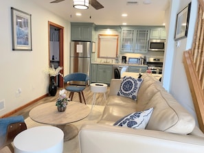 Living area and kitchen