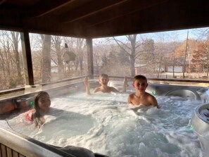 Please supervise children enjoying the hot tub and only adults operate controls.