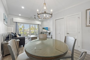 Dining area with a view of the family room