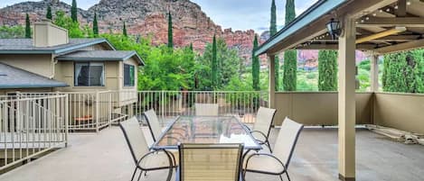 Deck with Red Rock Views and Chairs 