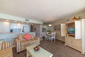 Ample seating in the open floor plan great room