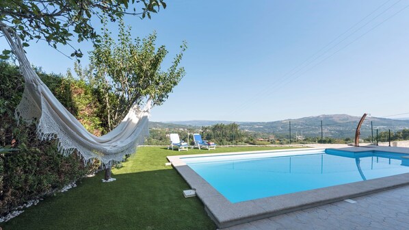 Gorgeous outdoor area with a nice big pool and sunloungers #outdoors