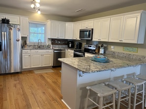 Well stocked and updated kitchen.