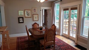 Dining Room with French doors to deck