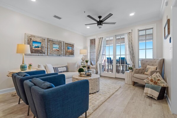 Living room with queen sleeper sofa