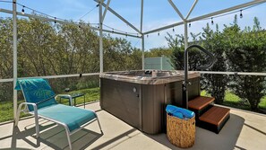 Safety rails into hot tub for your safety.
