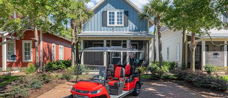 Front of Home with 6 Seat Golf Cart