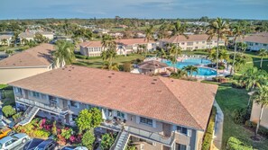 An Aerial View of the Building, the Unit is the Top Right Corner Unit