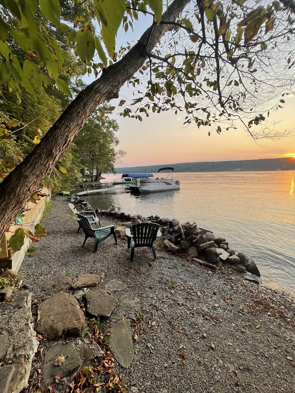 Lakefront at sunset. 