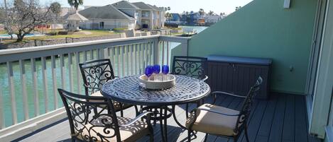 Main balcony overlooks the canal