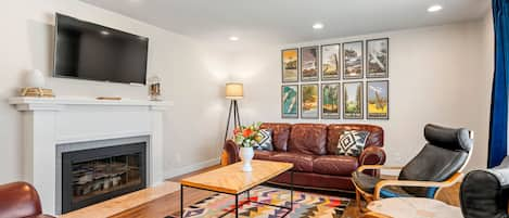 This cozy living room meets you as you walk in the front door.  