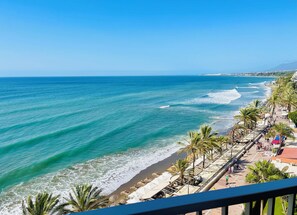 View from the 9 metros long beach front balcony