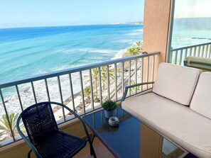 Comfortable sofa area the right oft balcony 