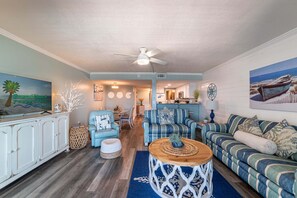 Queen sized sofa sleeper with matching loveseat and leather recliner
