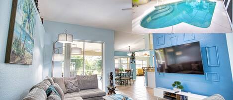 Living Room with Pool view