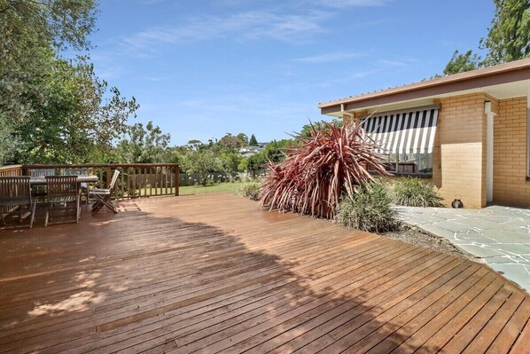 Lower deck looking out to rear yard