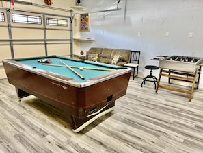 Head to the garage for a fun game of pool or foosball with your group