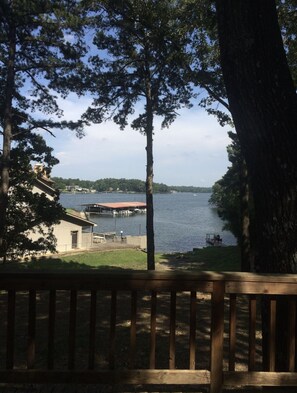 View from deck. Living room, dining, sunroom have this view. 