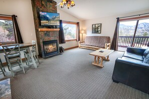 Living Room with Sliders to Deck