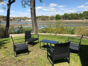 Take in the river views form the outdoor seating.