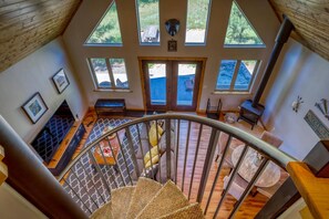 Your view when walking down this lovely spiral staircase.
