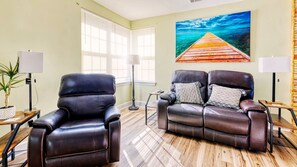 Leather reclining sofa