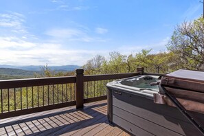 The Hot Tub on the Main Level Deck Overlooks the Blue Ridge Mountains