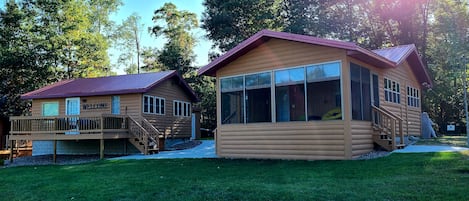 This listing includes two separate cabins with shared outdoor space. 