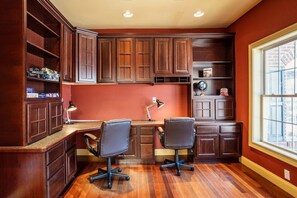 Private home office with French doors