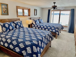 Bedroom #1 with view: two Queen beds, lots of closet space, attached bathroom.