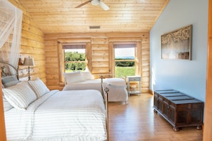 The upstairs bedroom has a queen bed and single daybed