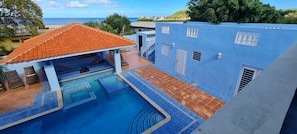 Pool from top with side building
