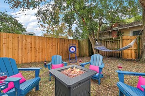 Gather around the fire pit in the back, with lots of fun in store