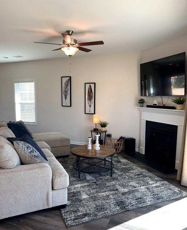 living room from back sliding doors to patio