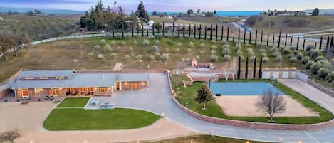 [Resort Property] Aerial View of the beautiful property grounds, amenities, vineyard, and surrounding area