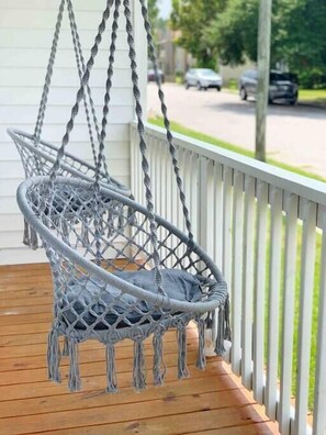 Hammock swings on the wrap around porch