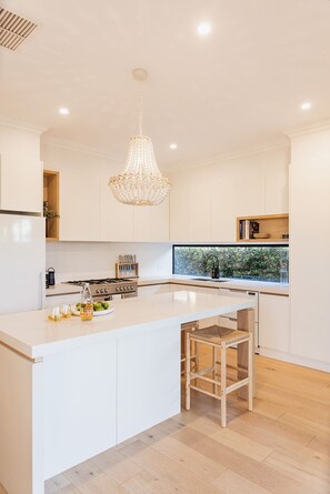 Our fully stocked kitchen ready for those who love to cook.