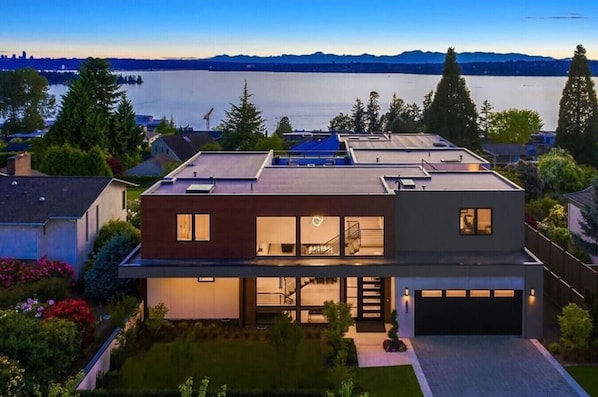 Incredible views from the rooftop deck of your modern, private retreat near Lake Washington!