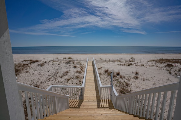 Private beach boardwalk w/ shower and foot rinse